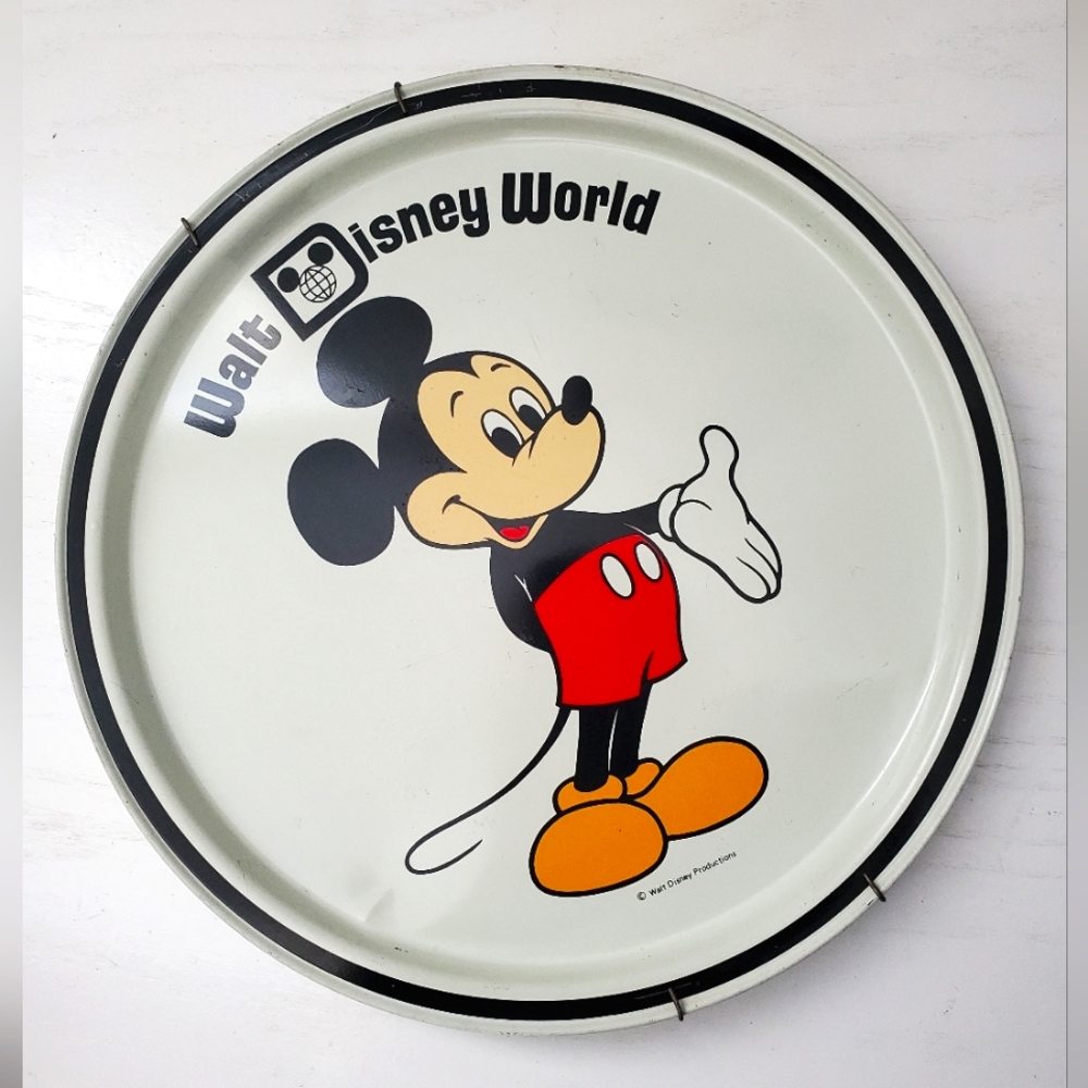 Vintage Original Walt Disney World Mickey Mouse Metal Catch All Tray Retro Plate